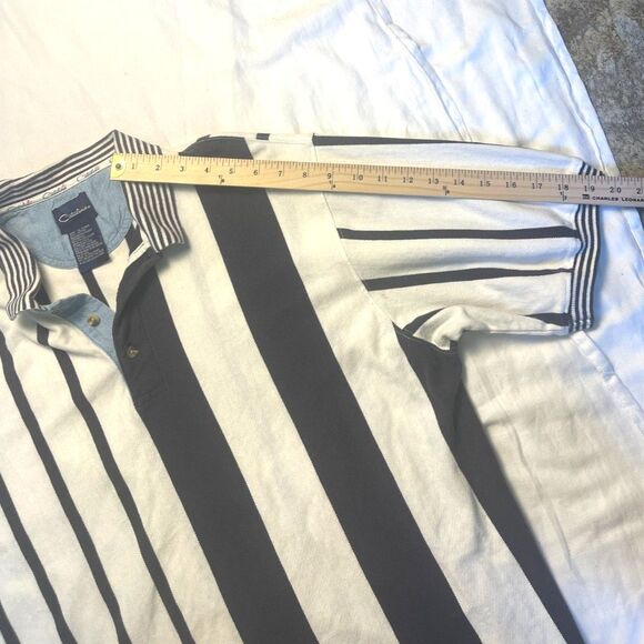 Vintage 90's Catalina Polo Men's XL Blue White Vertical Striped Cotton - Picture 11 of 12